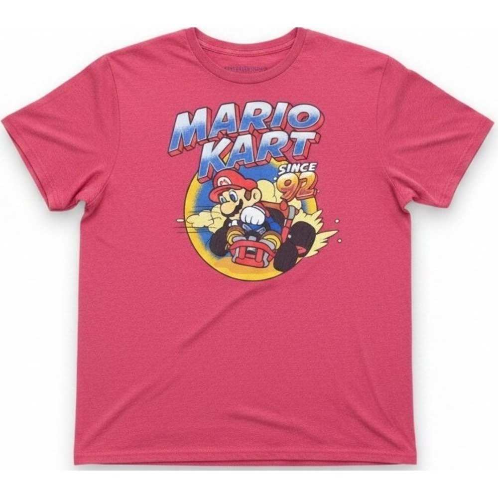 Mario Kart Since 92 Mens‎ Large Red Graphic T-Shirt Nintendo Racing Gamer Tee